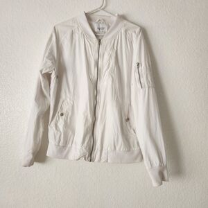 Paper  Denim& Cloth Women's White Bomber Jacket Size M